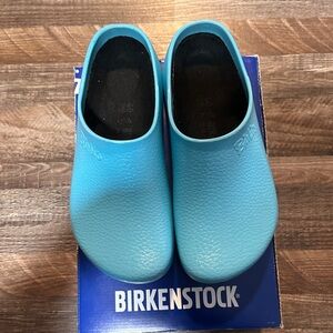 Blue Birkenstock clogs